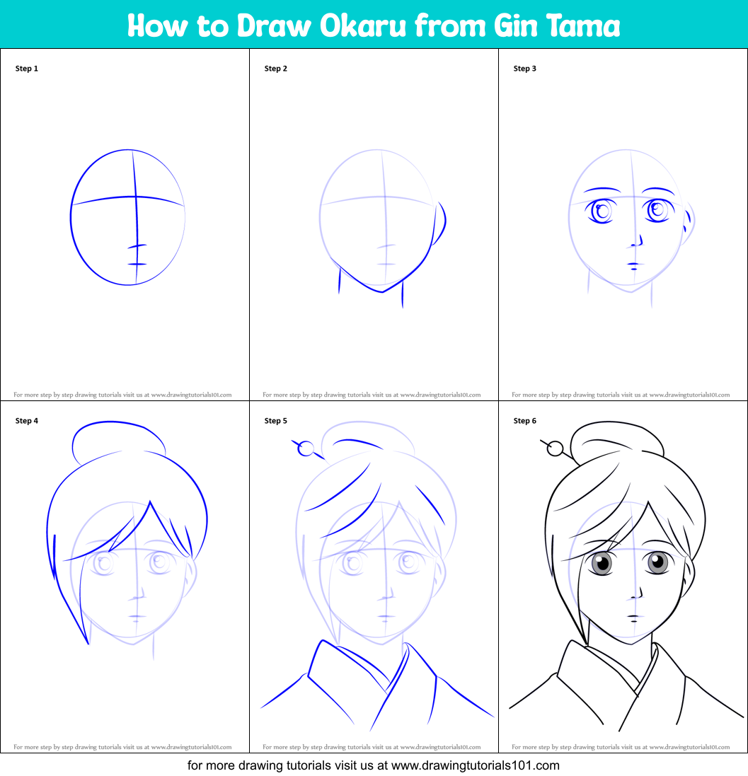 How To Draw Okaru From Gin Tama Printable Step By Step Drawing Sheet