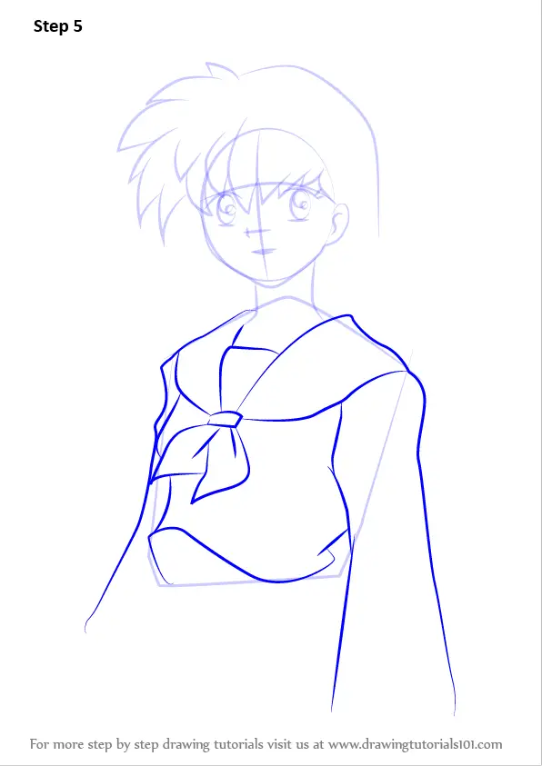 Learn How To Draw Kagome Higurashi From Inuyasha Inuyasha Step By