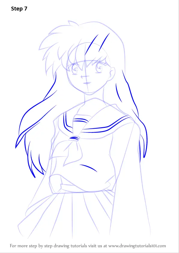 Learn How To Draw Kagome Higurashi From Inuyasha Inuyasha Step By