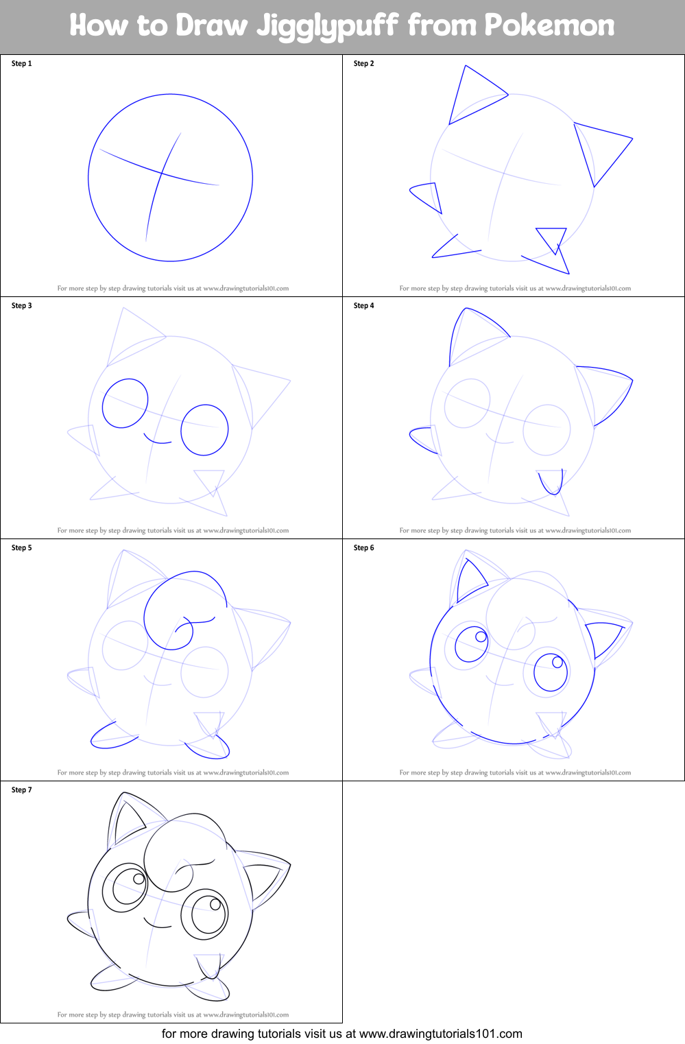 How To Draw Jigglypuff From Pokemon Printable Step By Step Drawing