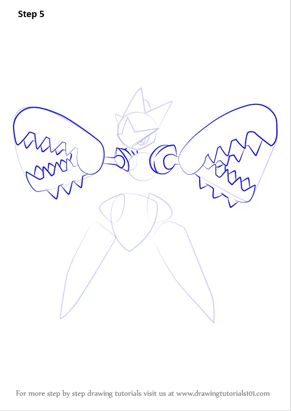 Learn How To Draw Mega Scizor From Pokemon Pokemon Step By Step