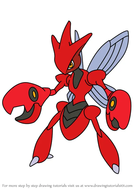 Step By Step How To Draw Scizor From Pokemon Drawingtutorials