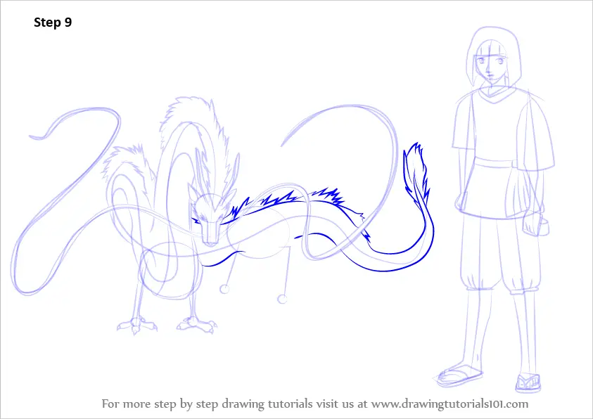 Learn How To Draw Haku From Spirited Away Spirited Away Step By Step