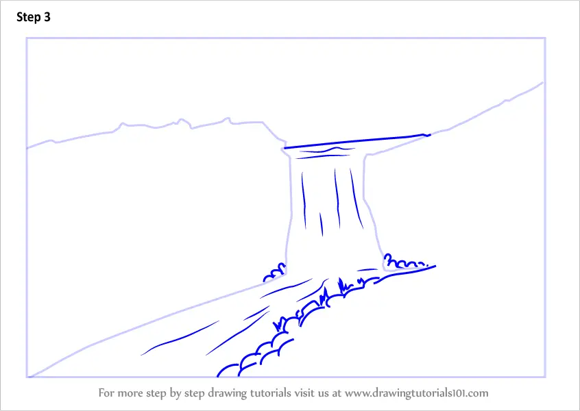 Learn How To Draw A Beautiful Waterfall Waterfalls Step By Step