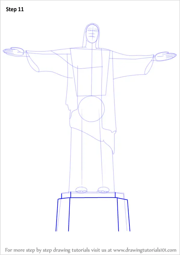 Learn How To Draw Christ The Redeemer Wonders Of The World Step By