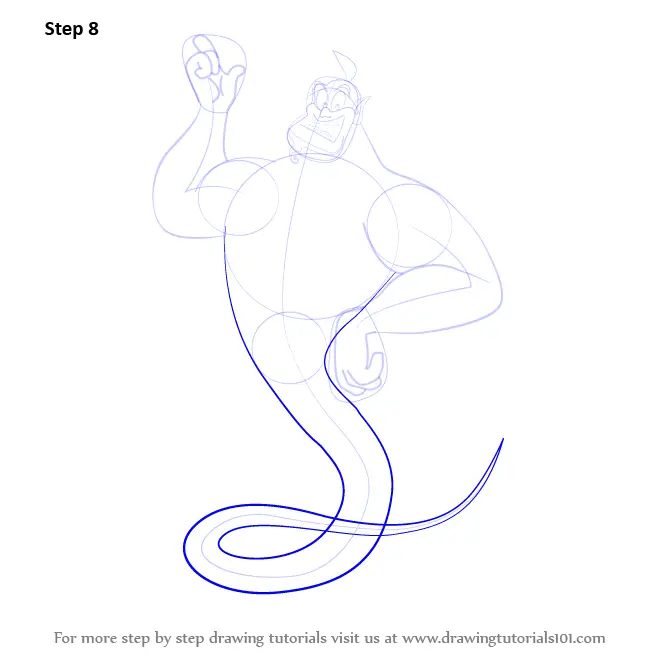 Step By Step How To Draw The Genie From Aladdin DrawingTutorials101