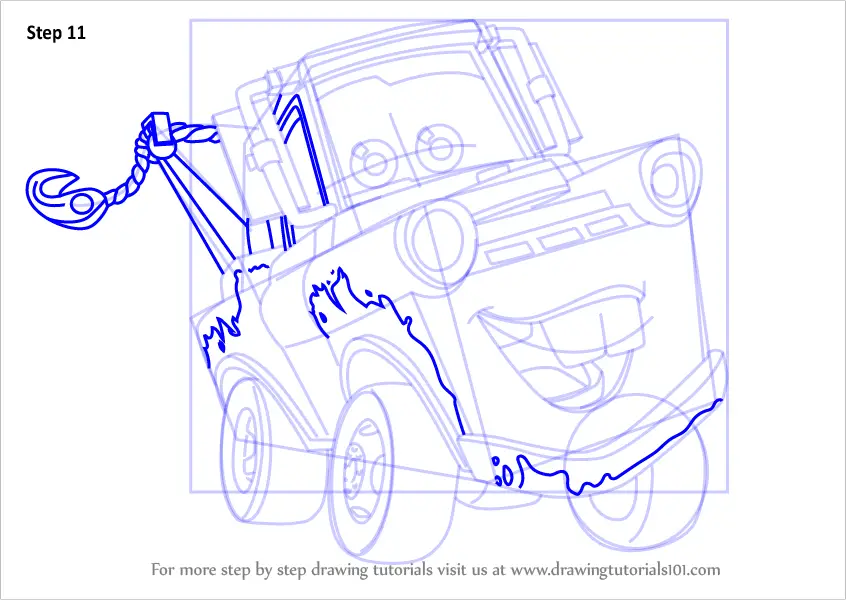 Learn How To Draw Tow Mater From Cars 3 Cars 3 Step By Step Drawing