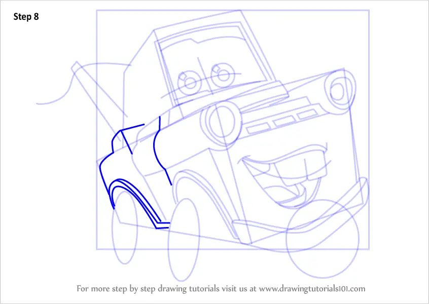 Learn How To Draw Tow Mater From Cars 3 Cars 3 Step By Step Drawing