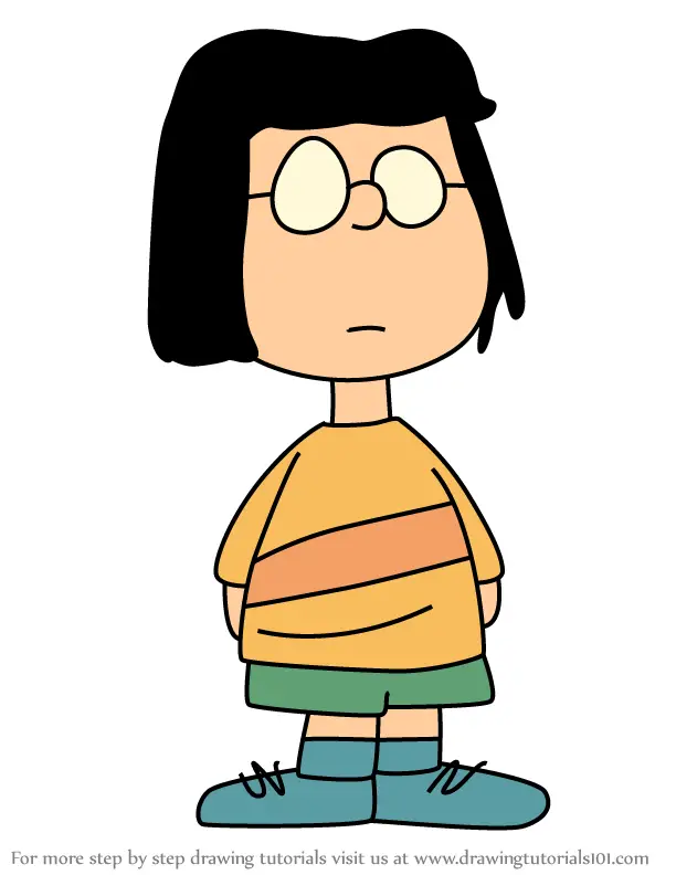 Step By Step How To Draw Marcie From Peanuts DrawingTutorials101