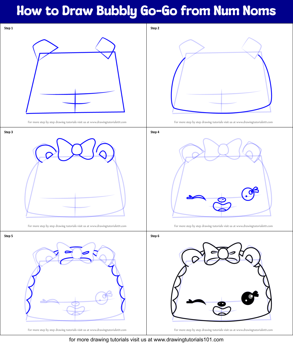 How To Draw Bubbly Go Go From Num Noms Printable Step By Step Drawing