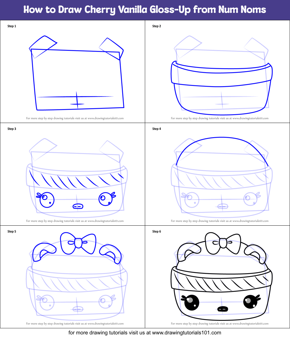 How To Draw Cherry Vanilla Gloss Up From Num Noms Printable Step By