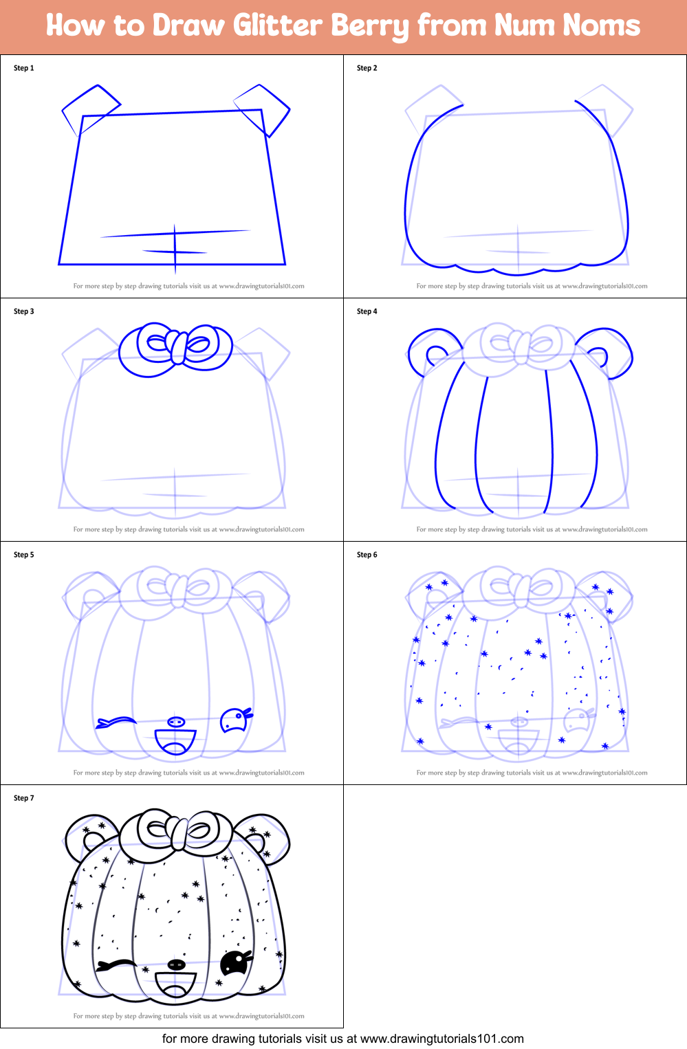 How To Draw Glitter Berry From Num Noms Printable Step By Step Drawing