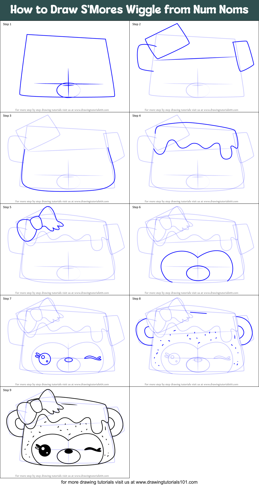 How To Draw S Mores Wiggle From Num Noms Printable Step By Step Drawing