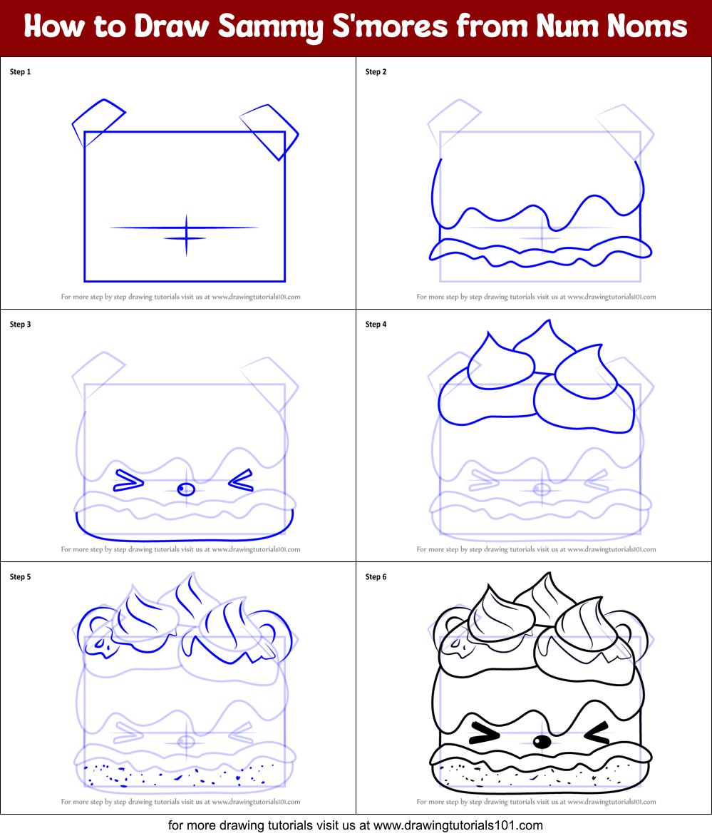 How To Draw Sammy S Mores From Num Noms Printable Step By Step Drawing