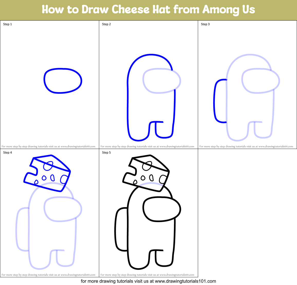 How To Draw Cheese Hat From Among Us Printable Step By Step Drawing