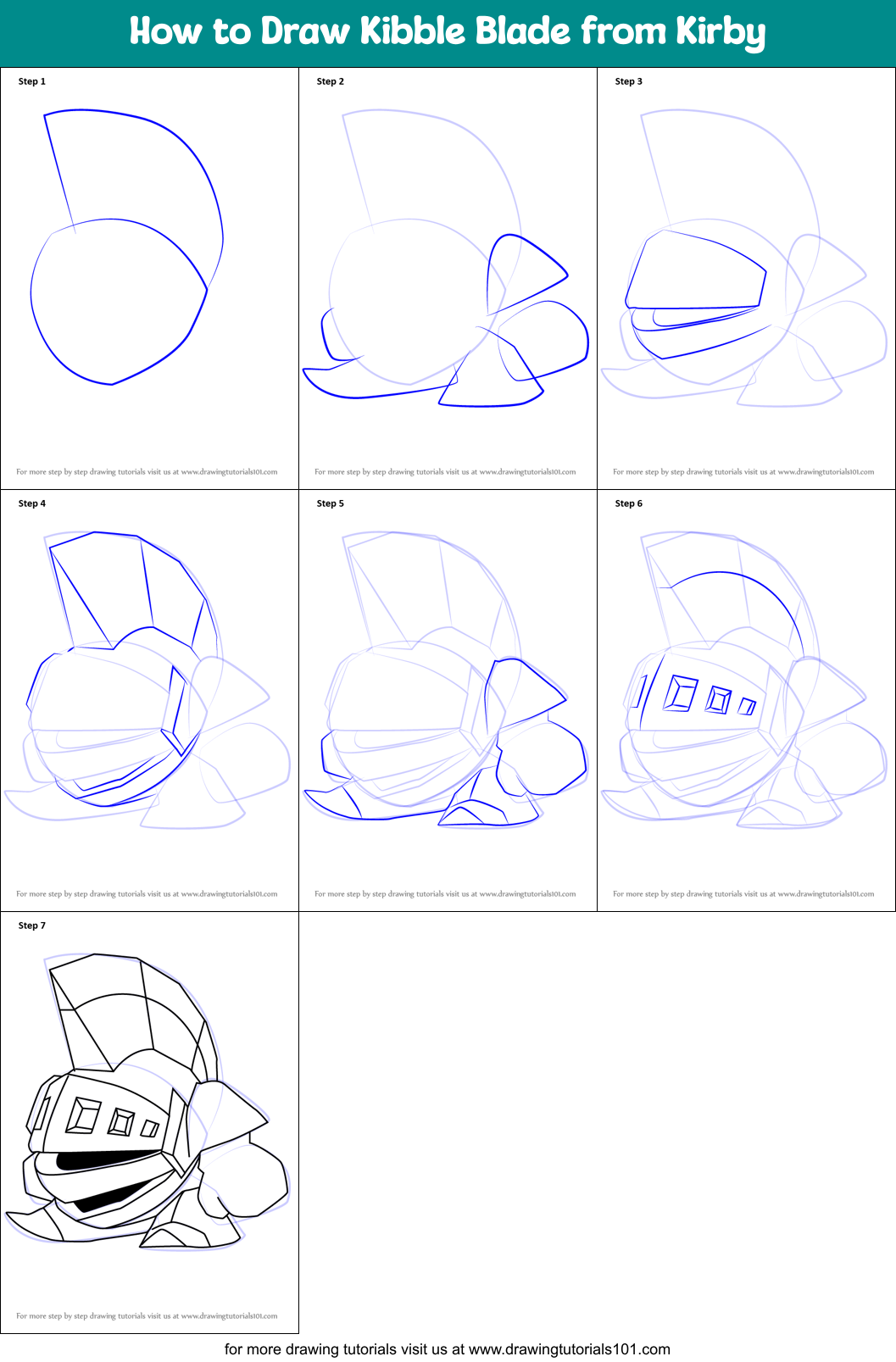 How To Draw Kibble Blade From Kirby Printable Step By Step Drawing