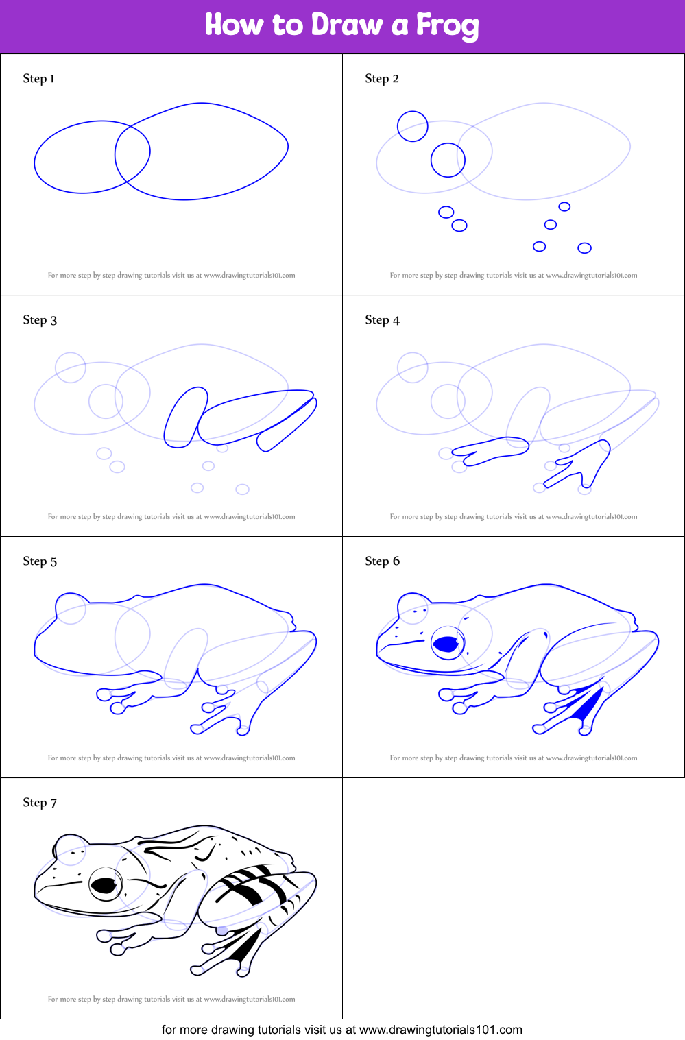 How to Draw a Frog printable step by step drawing sheet