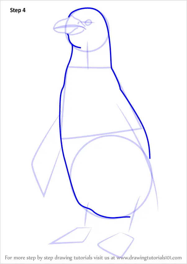 Learn How to Draw Penguin Standing (Antarctic Animals) Step by Step