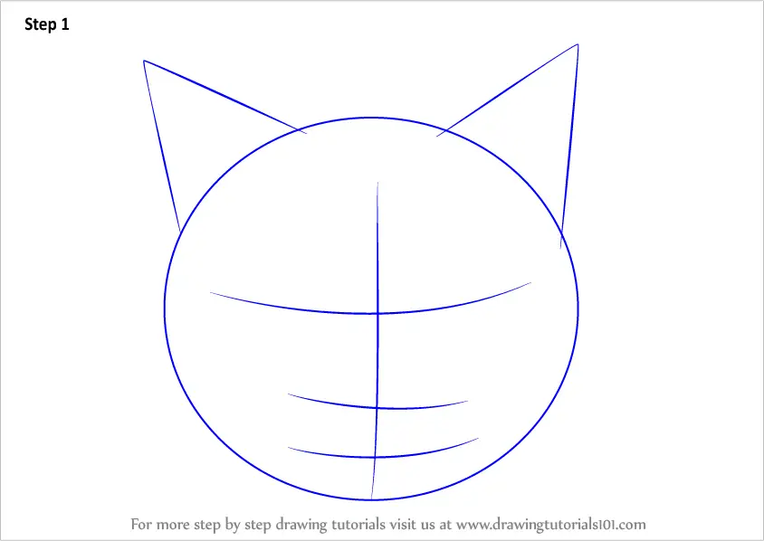 Learn How to Draw a Cat Face (Cats) Step by Step : Drawing Tutorials