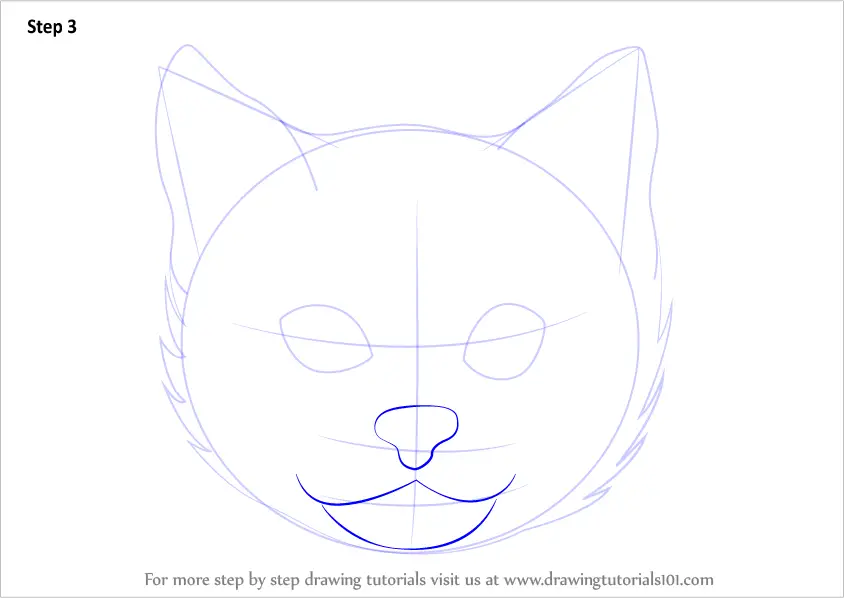 Learn How to Draw a Cat Face (Cats) Step by Step : Drawing Tutorials