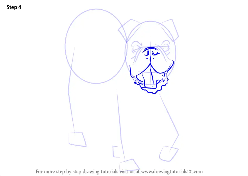 Learn How to Draw a Bulldog (Dogs) Step by Step : Drawing Tutorials