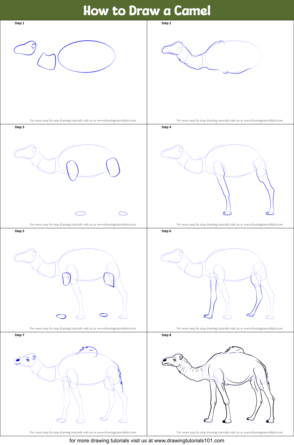 How to Draw a Camel (Farm Animals) Step by Step