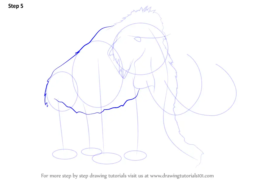 Step by Step How to Draw a Woolly mammoth : DrawingTutorials101.com