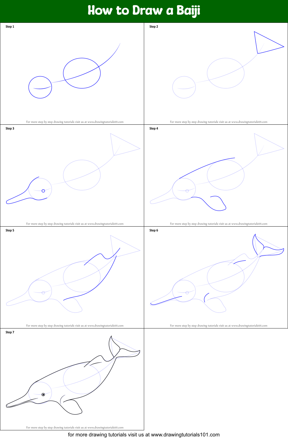 How to Draw a Baiji printable step by step drawing sheet ...