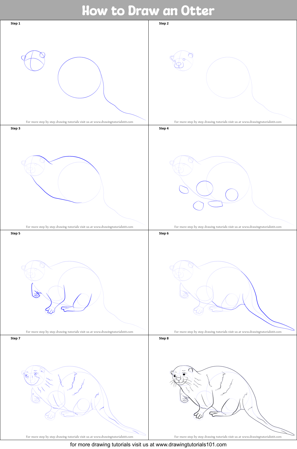 How to Draw an Otter printable step by step drawing sheet ...