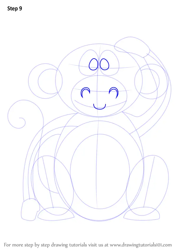 Step by Step How to Draw a Cute Monkey Cartoon