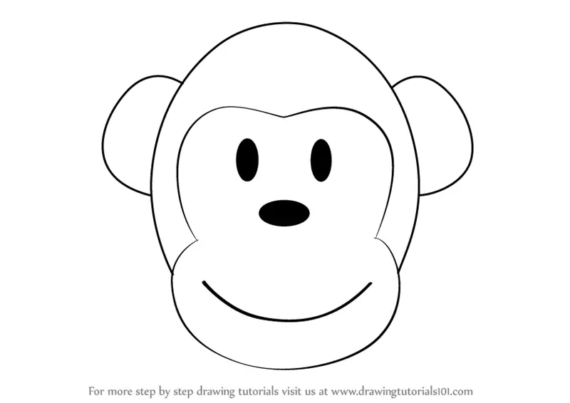 Learn How to Draw a Monkey Cartoon Face (Zoo Animals) Step by Step : Drawing  Tutorials