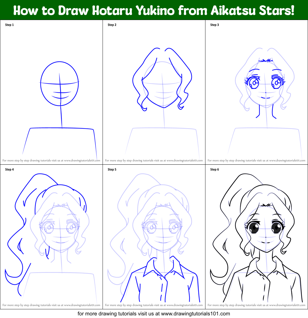 How to Draw Hotaru Yukino from Aikatsu Stars! printable step by step ...