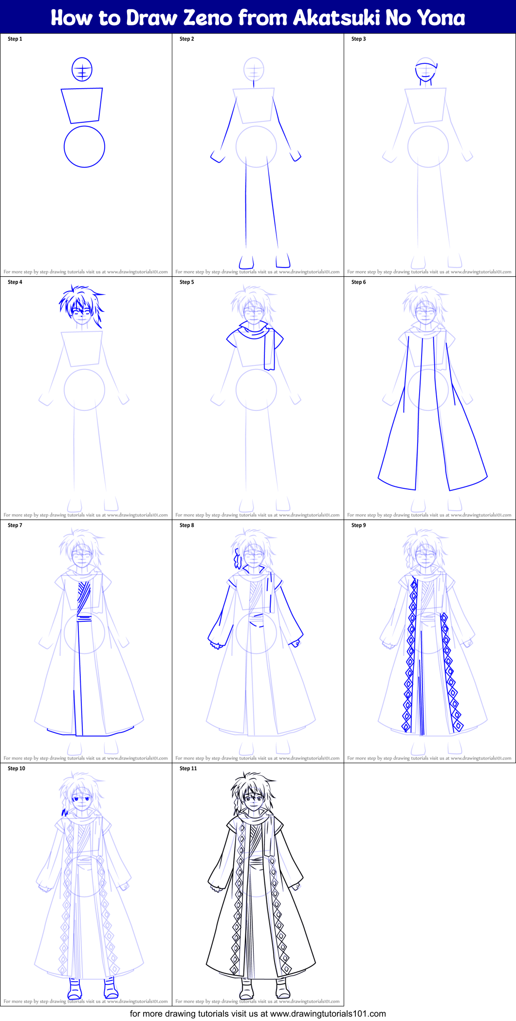 How To Draw Zeno From Akatsuki No Yona Printable Step By Step Drawing 