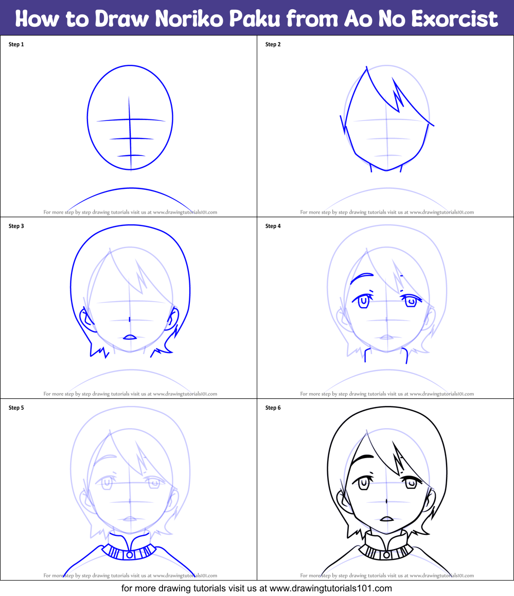 How to Draw Noriko Paku from Ao No Exorcist printable step by step ...
