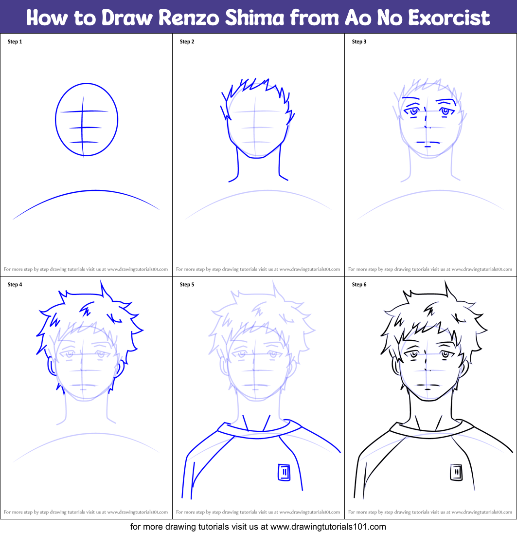 How to Draw Renzo Shima from Ao No Exorcist printable step by step ...