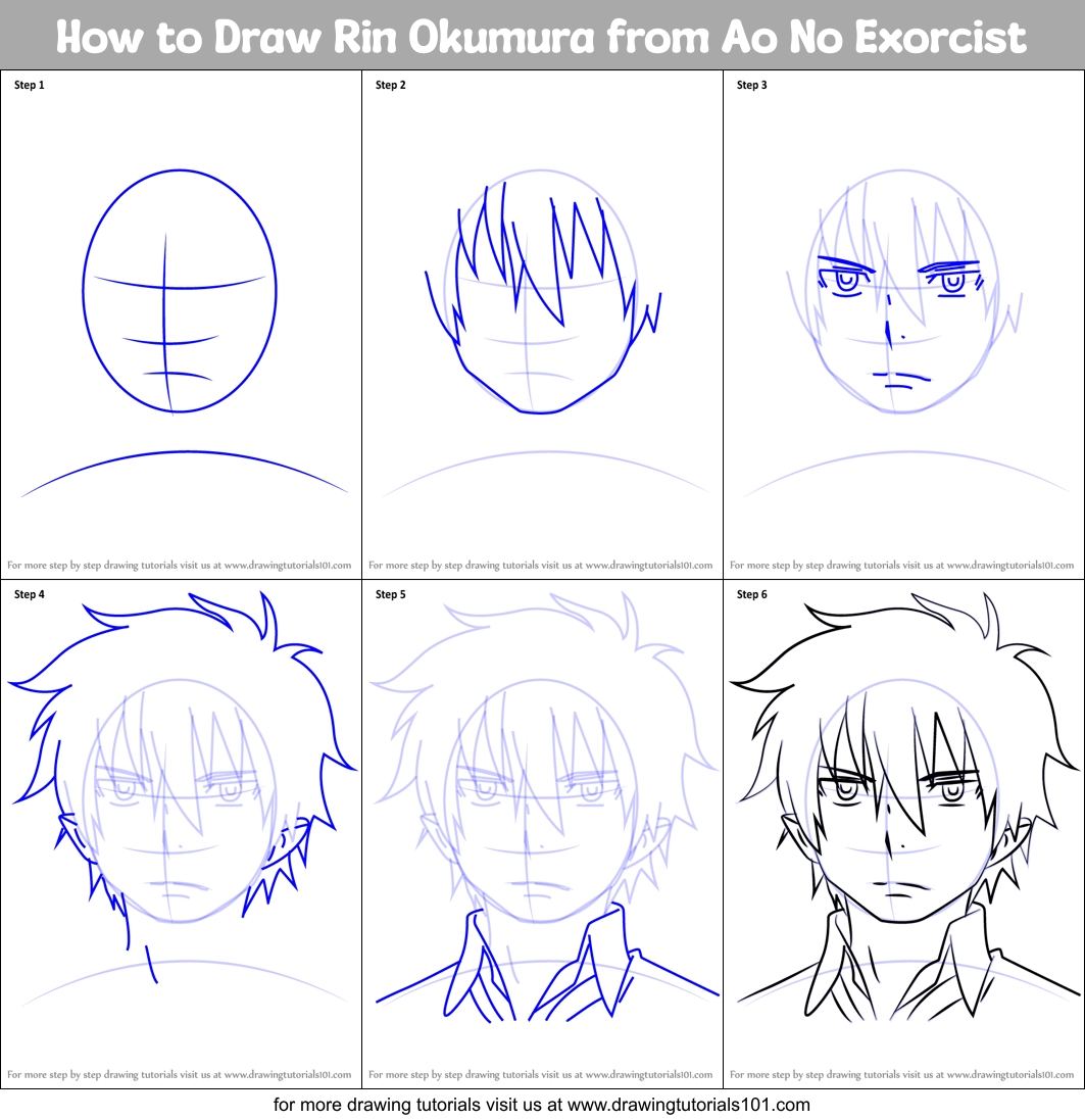 How to Draw Rin Okumura from Ao No Exorcist printable step by step ...