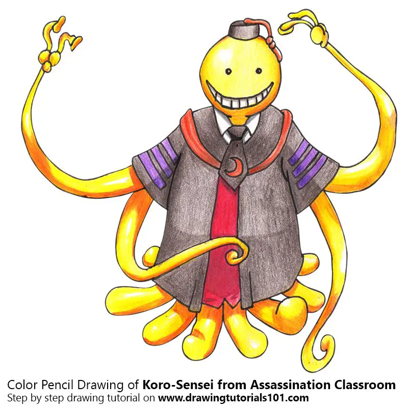 Koro-Sensei from Assassination Classroom Color Pencil Drawing