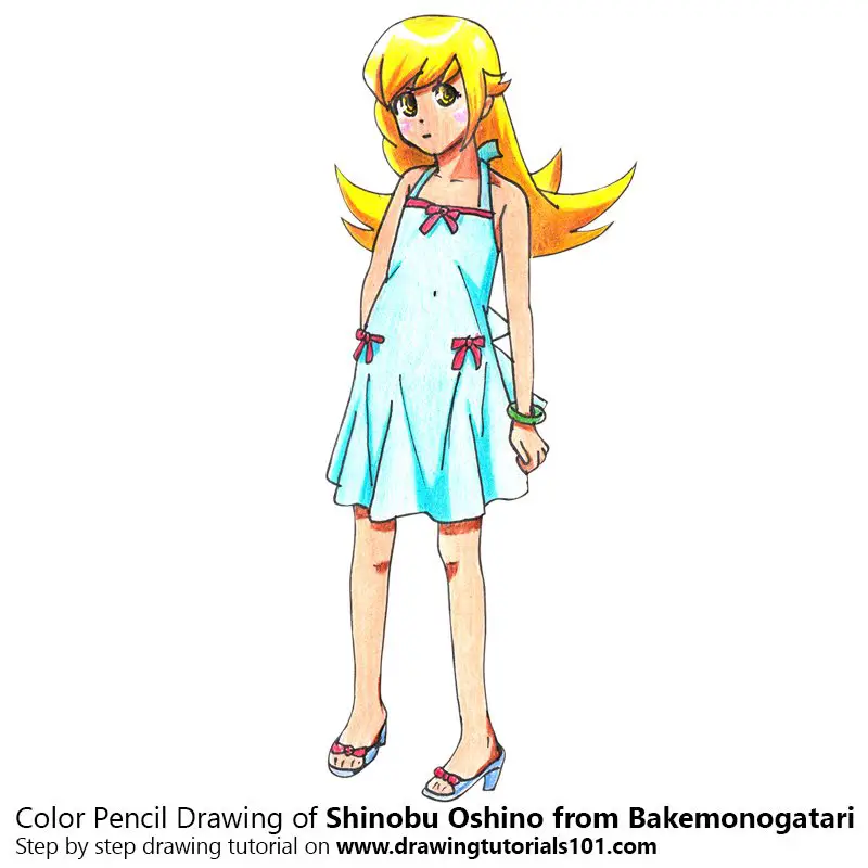 Shinobu Oshino from Bakemonogatari Color Pencil Drawing