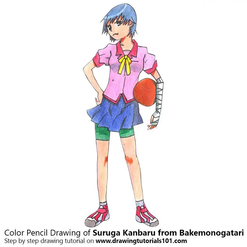 Suruga Kanbaru from Bakemonogatari Color Pencil Drawing