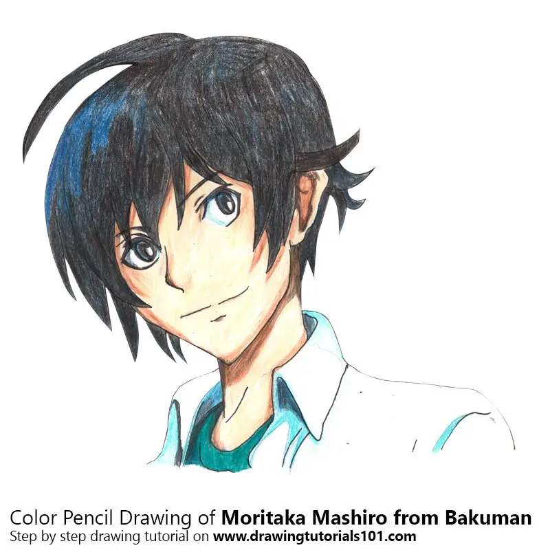 Moritaka Mashiro from Bakuman Color Pencil Drawing
