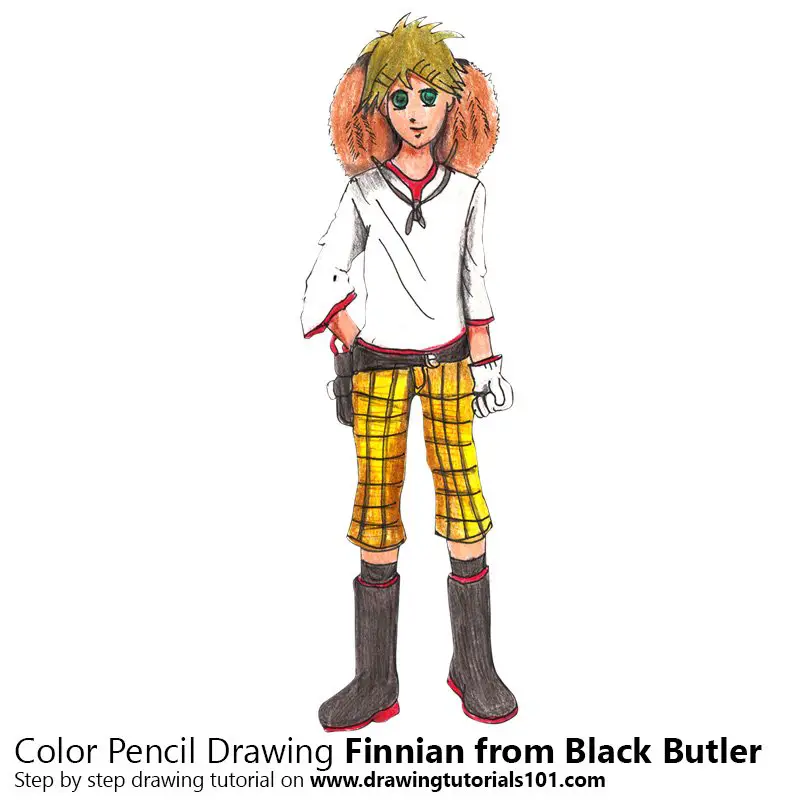 Finnian from Black Butler Color Pencil Drawing