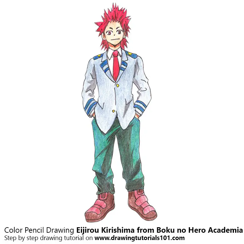 Eijirou Kirishima from Boku no Hero Academia Color Pencil Drawing