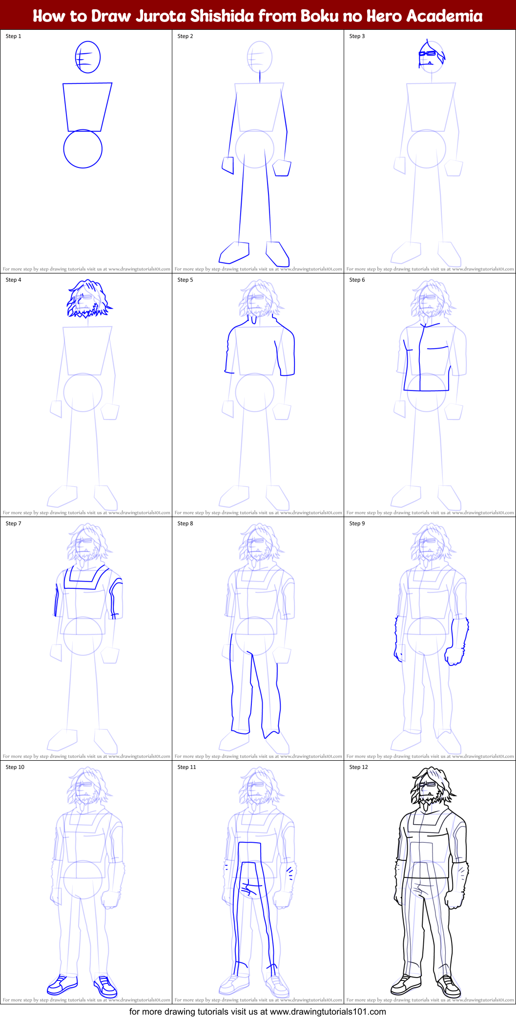 How to Draw Jurota Shishida from Boku no Hero Academia printable step ...