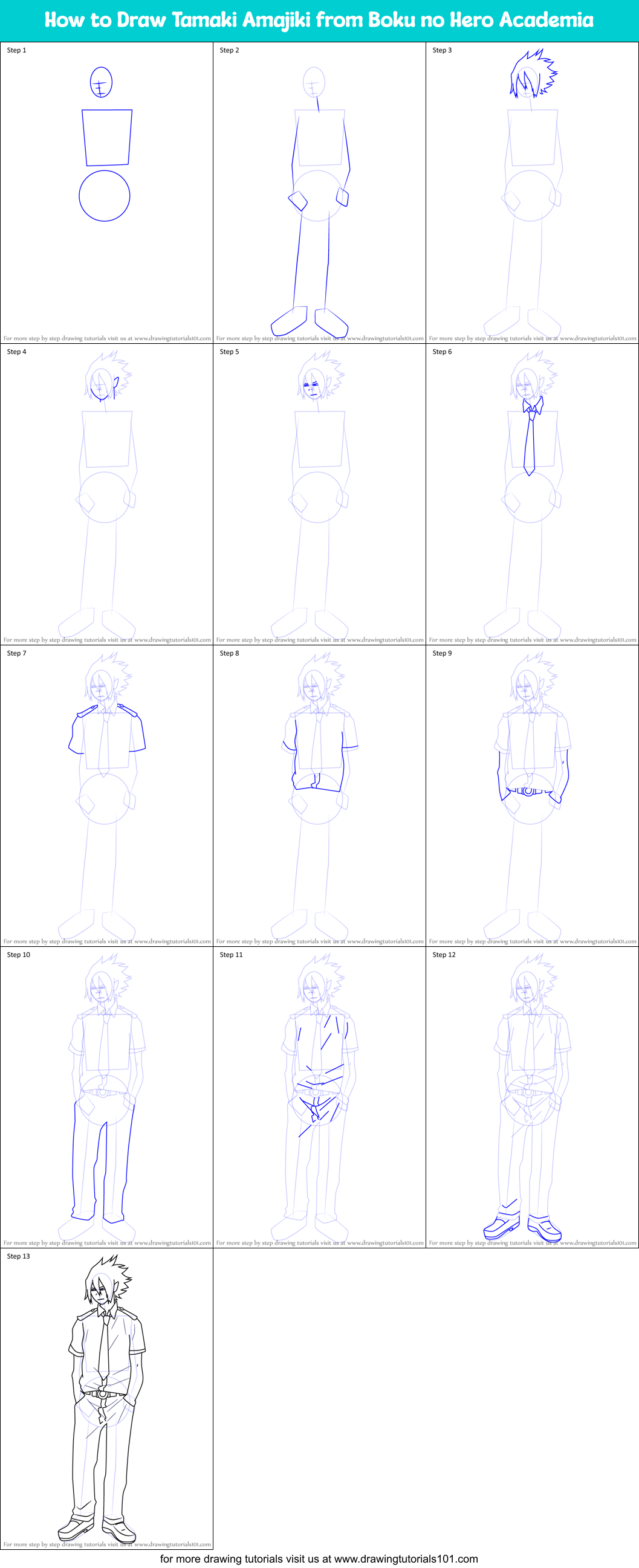 How to Draw Tamaki Amajiki from Boku no Hero Academia printable step by ...