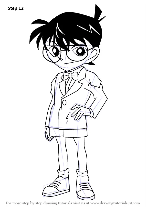 How to Draw Conan Edogawa from Detective Conan - DrawingTutorials101.com