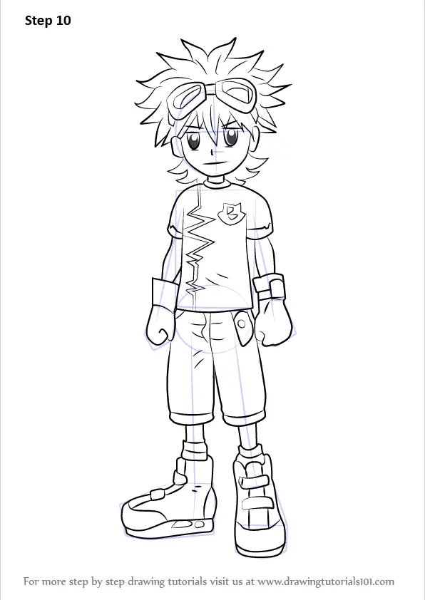 Learn How to Draw Mikey Kudo from Digimon Fusion (Digimon Fusion) Step ...