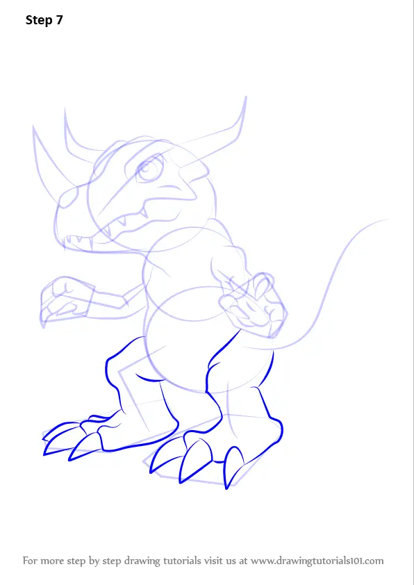 Step by Step How to Draw Greymon from Digimon
