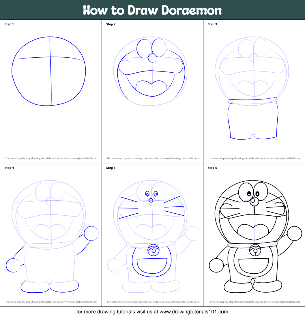 How To Draw Doraemon Printable Step By Step Drawing Sheet