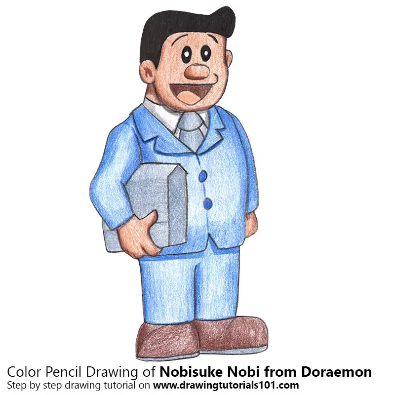Nobisuke Nobi from Doraemon Color Pencil Drawing
