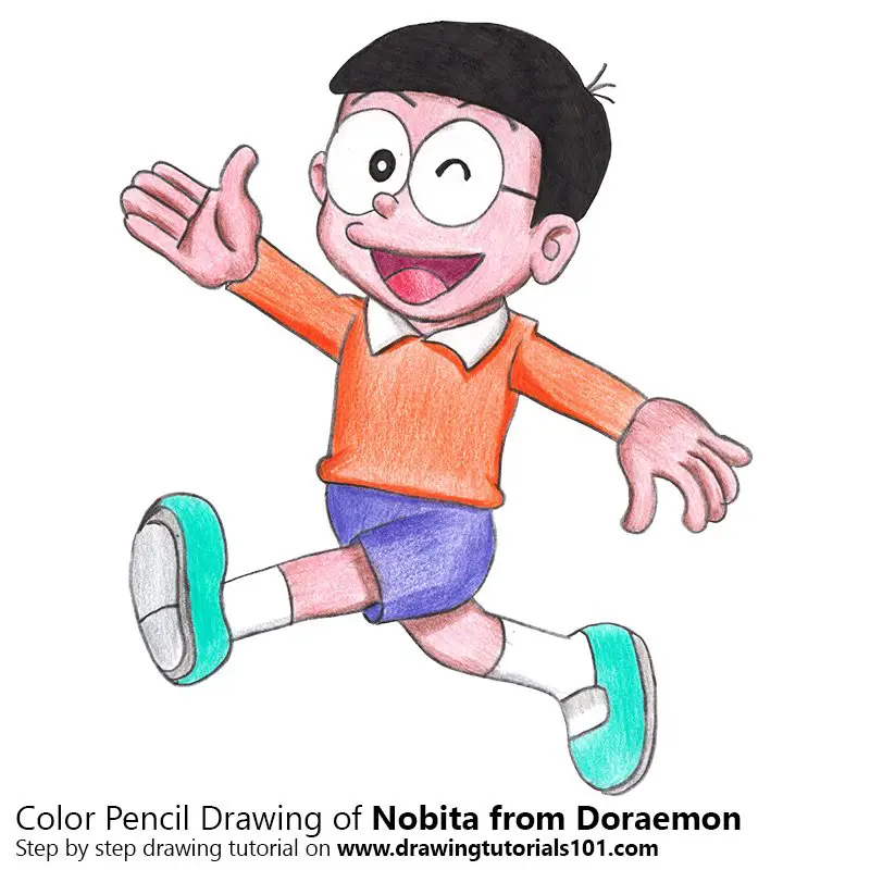 Nobita from Doraemon Color Pencil Drawing
